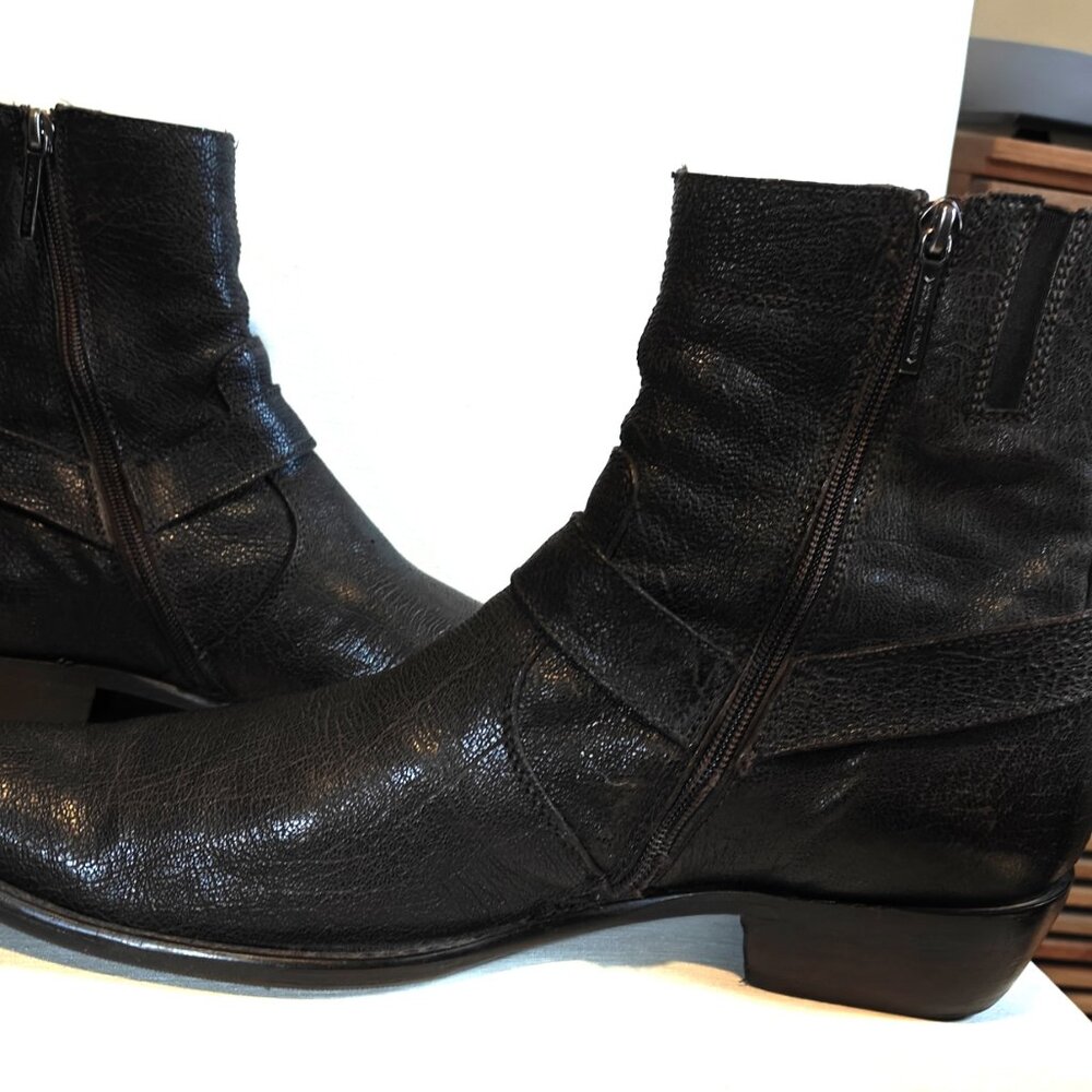 Donald J. Pliner Dark Brown Leather Harness Boots Mens 10.5 - Picture 2 of 8